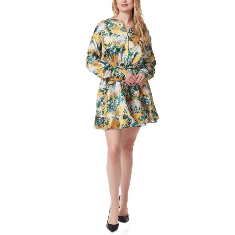 NWT JESSICA SIMPSON Shiloh Satin Fit & Flare Dress in Golden Rod, Size Sm - Picture 5 of 7